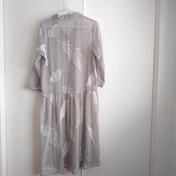sheer drop waist embroidered feathers shirtdress NWOT - Picture 2 of 11
